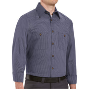 Red Kap 5X-Large / Blue/Charcoal / Micro-check Uniform Shirt, Regular Fit, Long Sleeve Tops