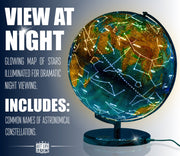 13” Illuminated Constellation World Globe for Kids & Adults by GET LIFE BASICS – Plastic, Geographic Map with Illuminated Constellations, Model glb101