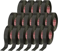 tesa 51036 High Abrasion Protection PET Cloth Automotive Wire Harness Tape, Black, 19mm x 25m, 16 Rolls
