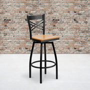 Flash Furniture Natural Wood Seat/Black Metal Frame / 1 Pack / 1 Barstools