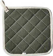 Winco 8" x 8" White/Gray Cotton Pot Holder (Set of 12)