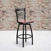 Flash Furniture Cherry Wood Seat/Black Metal Frame / 2 Pack / 1 Barstools
