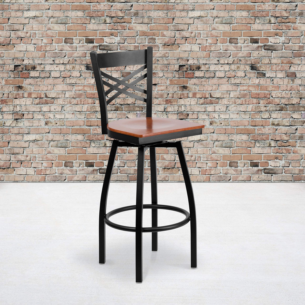Flash Furniture Cherry Wood Seat/Black Metal Frame / 2 Pack / 1 Barstools