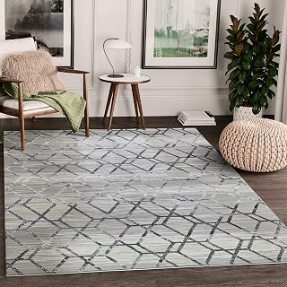 Abani 4' x 6' Distressed Grey Geometric Hexagon Pattern Area Rug Rugs Nova Collection Modern Eclectic Accent Rug