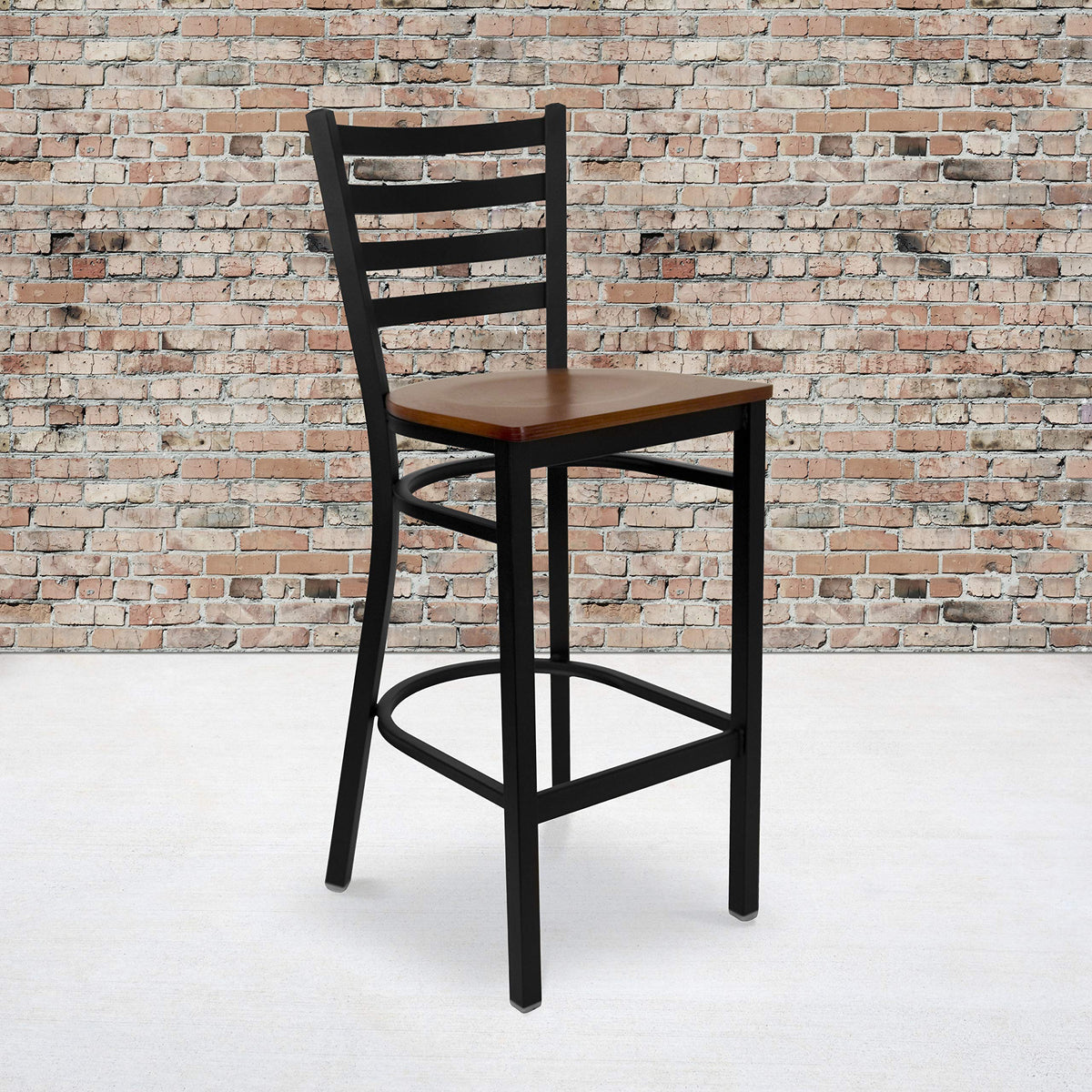 Flash Furniture Cherry Wood Seat/Black Metal Frame / Set of 2 / Traditional( 2 Pack) Barstools