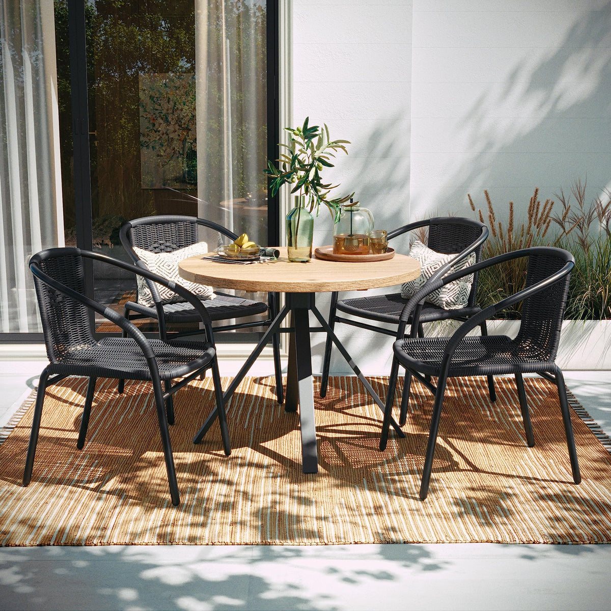 Flash Furniture Grey / Set of 4 / Contemporary Patio Dining Chairs