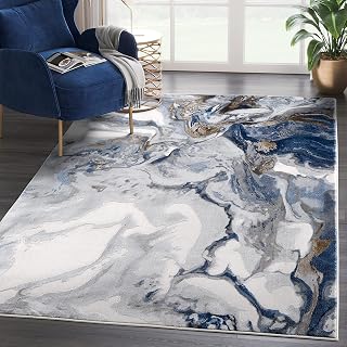 Abani Rugs Abstract Design 2'x3' Bedroom Rug - Grey, Brown & Blue Modern Multi-Dimensional Washable Area Rug