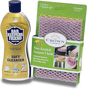 Bar Keepers Friend Soft Cleanser Liquid (13 OZ) and Non Scratch Scouring Scrubber Kit | Multipurpose, Stainless Steel, Rust, Soft Cleaner with Heavy Duty Non Scratch DishCloth