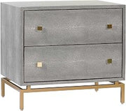 TOV Furniture Pesce Shagreen Modern Textured 2 Drawer Bedroom Nightstand, 25" Grey