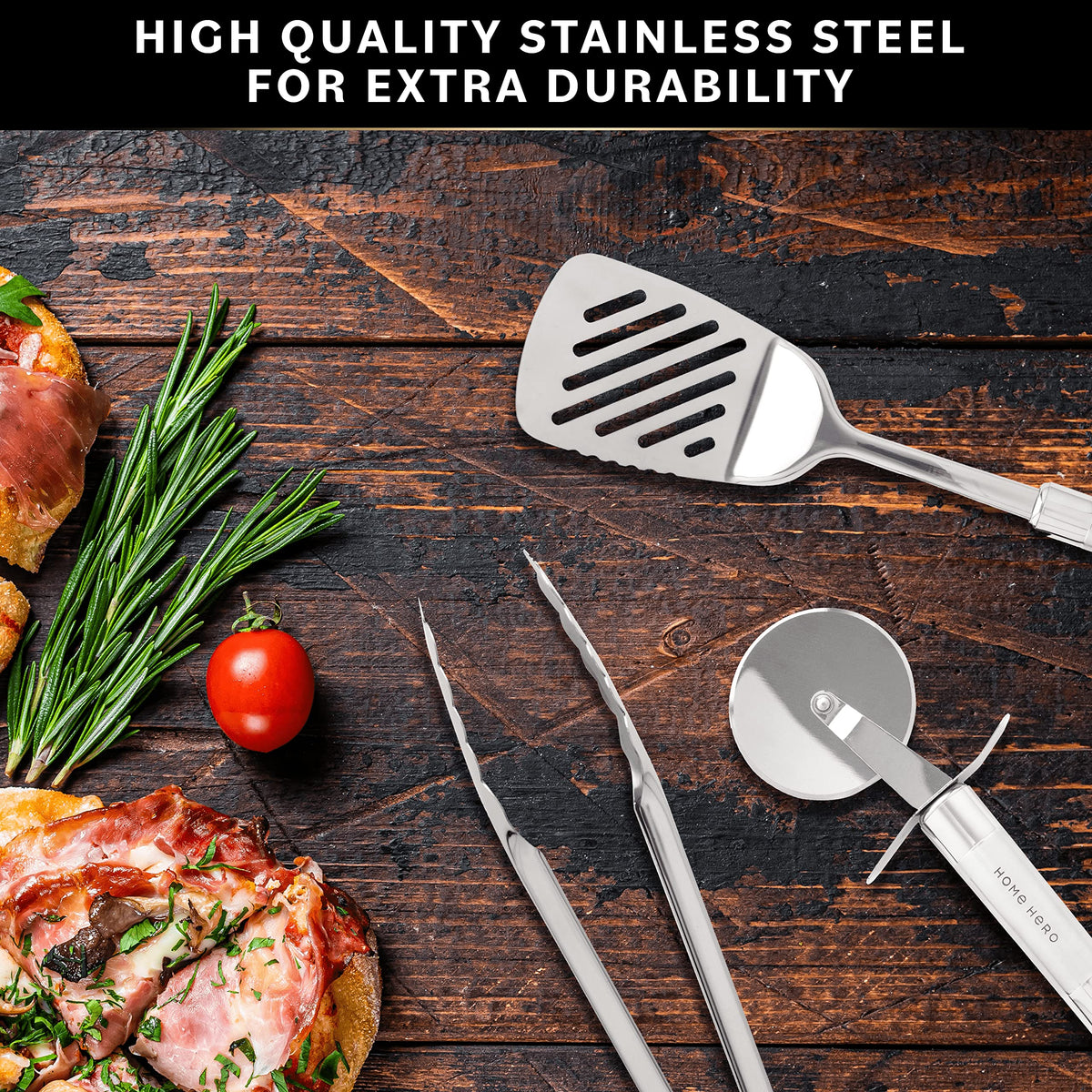 Home Hero Kitchen Utensil Set, Stainless Steel Tools, 54 Piece Silver
