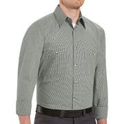Red Kap Large Tall / Hunter/Khaki Check / Micro-check Uniform Shirt, Regular Fit, Long Sleeve Tops