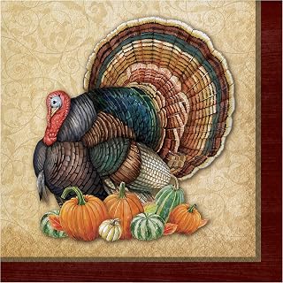 Creative Converting Harvest Turkey Beverage Napkins, 5", Multi-color
