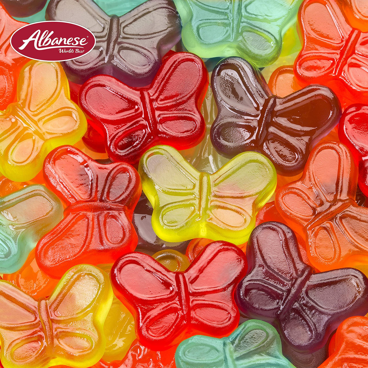 Albanese Mini Butterflies / 7.5 Ounce (Pack of 12) / Orange,Blue Gummy Candy