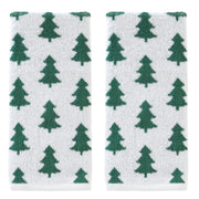 SKL Home Holiday Trees Hand Towel Set, 2 Piece, Green and White