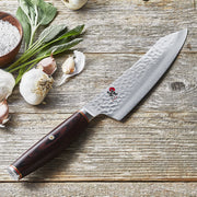 Rocking Santoku by MIYABI – 7", SG2 Tsuchime Steel, Black, Model 34088-183