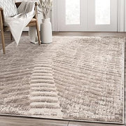 Abani Rugs Contemporary Sand Dunes Area Rug - Modern 4’ x 6’ Blue & Beige Premium No-Shed Under Table Area Rug