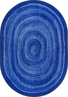 Joy Carpets Feeling Fun 7'8" x 10'9" Oval Area Rug in Color Blue