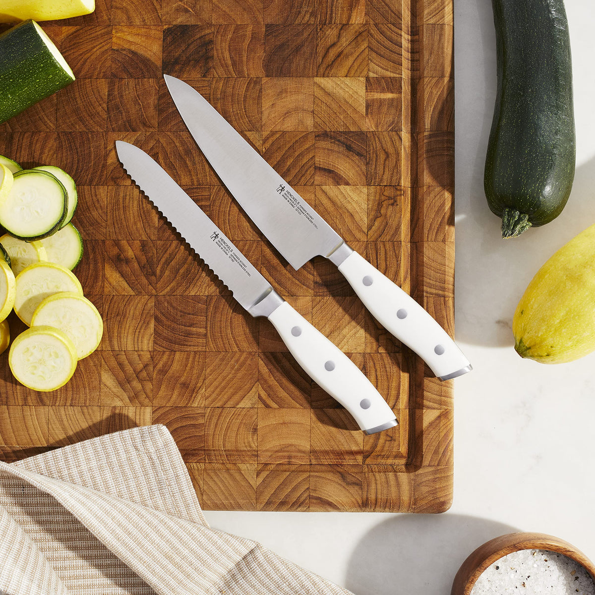 Forged Accent Razor-Sharp 2-pc Compact Chef Knife Set by HENCKELS – 7", Stainless Steel, White, Model 1021246