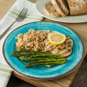 Mingle Resuable Plastic Plate Dinner Plate with Pottery Style for Home and Restaurant by Carlisle FoodService Products – Dinner Plate11 Inches, 0.49732 ounces, Melamine, Aqua