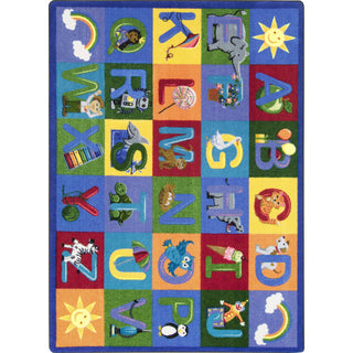 Learning Letter Sounds Childrens Rugs D Multicolor by Joy Carpets – 7'8" x 10'9" (Rectangular), Nylon, Multi Color, Model 1926D