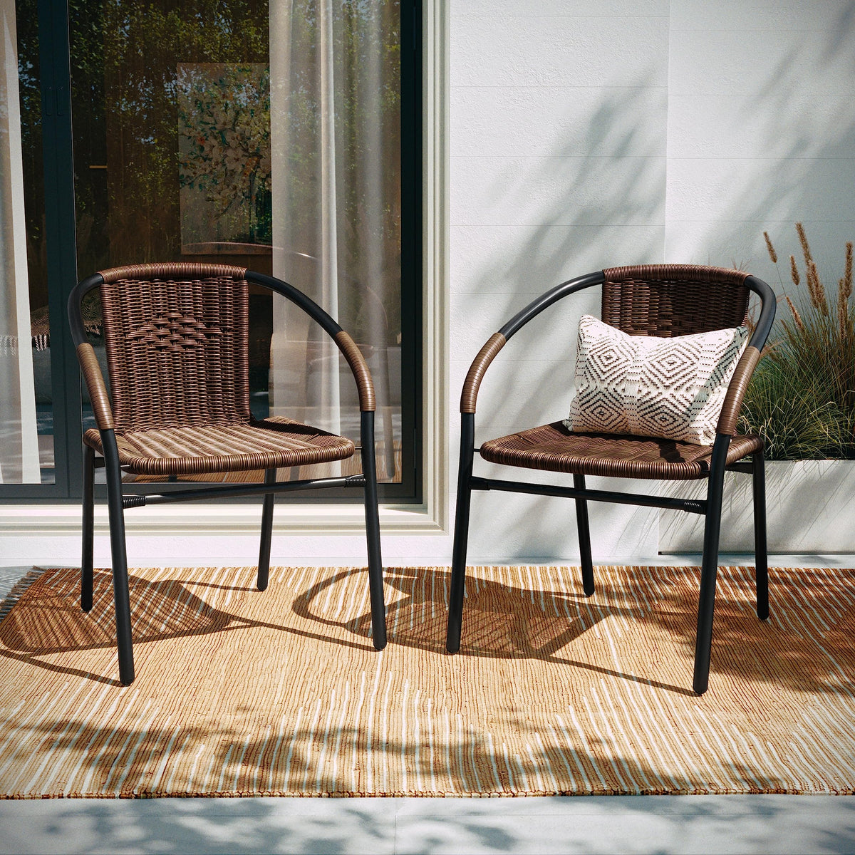 Flash Furniture Dark Brown / Set of 4 / Contemporary Patio Dining Chairs
