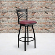 Flash Furniture Burgundy Vinyl Seat/Black Metal Frame / 2 Pack / 1 Barstools