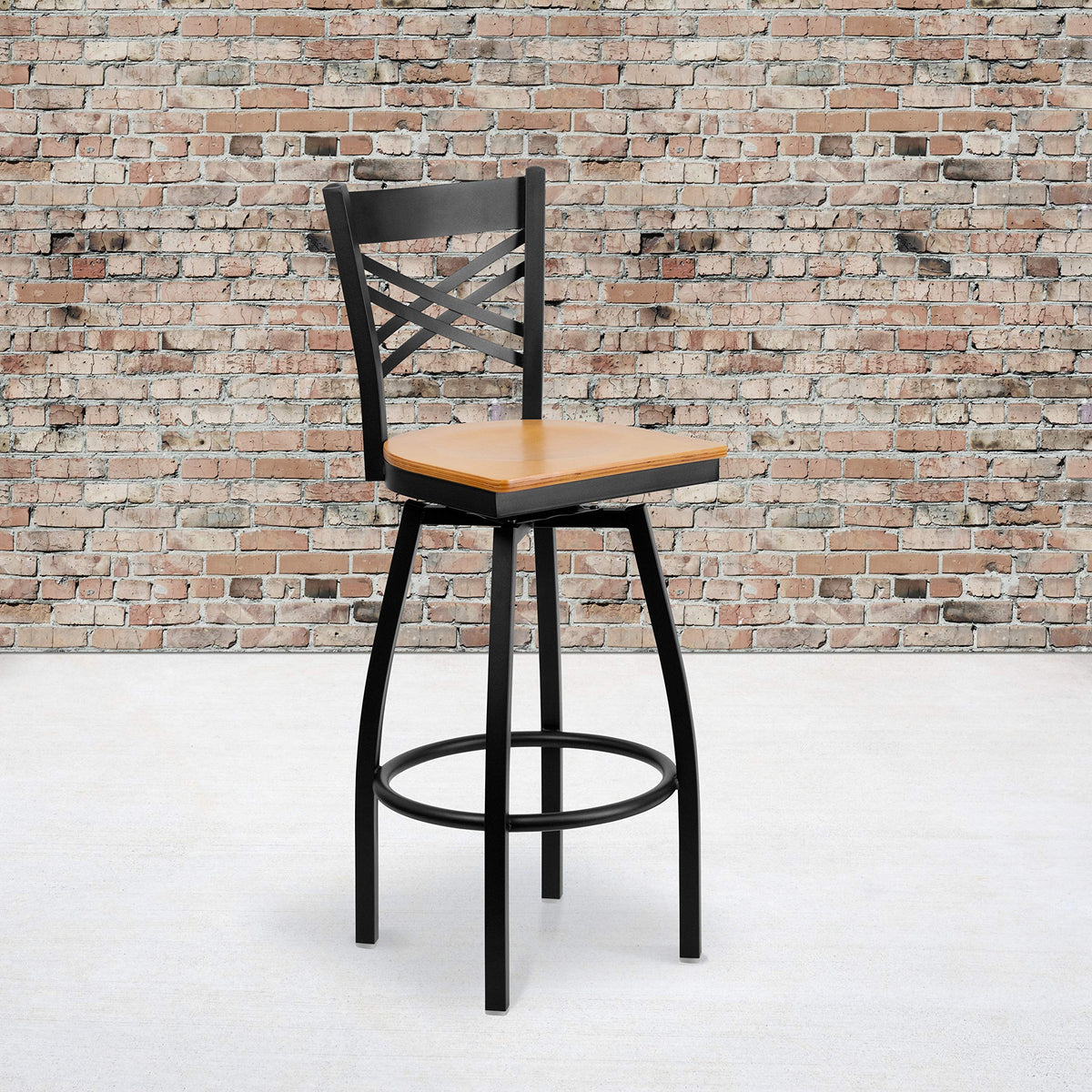 Flash Furniture Natural Wood Seat/Black Metal Frame / 2 Pack / 1 Barstools