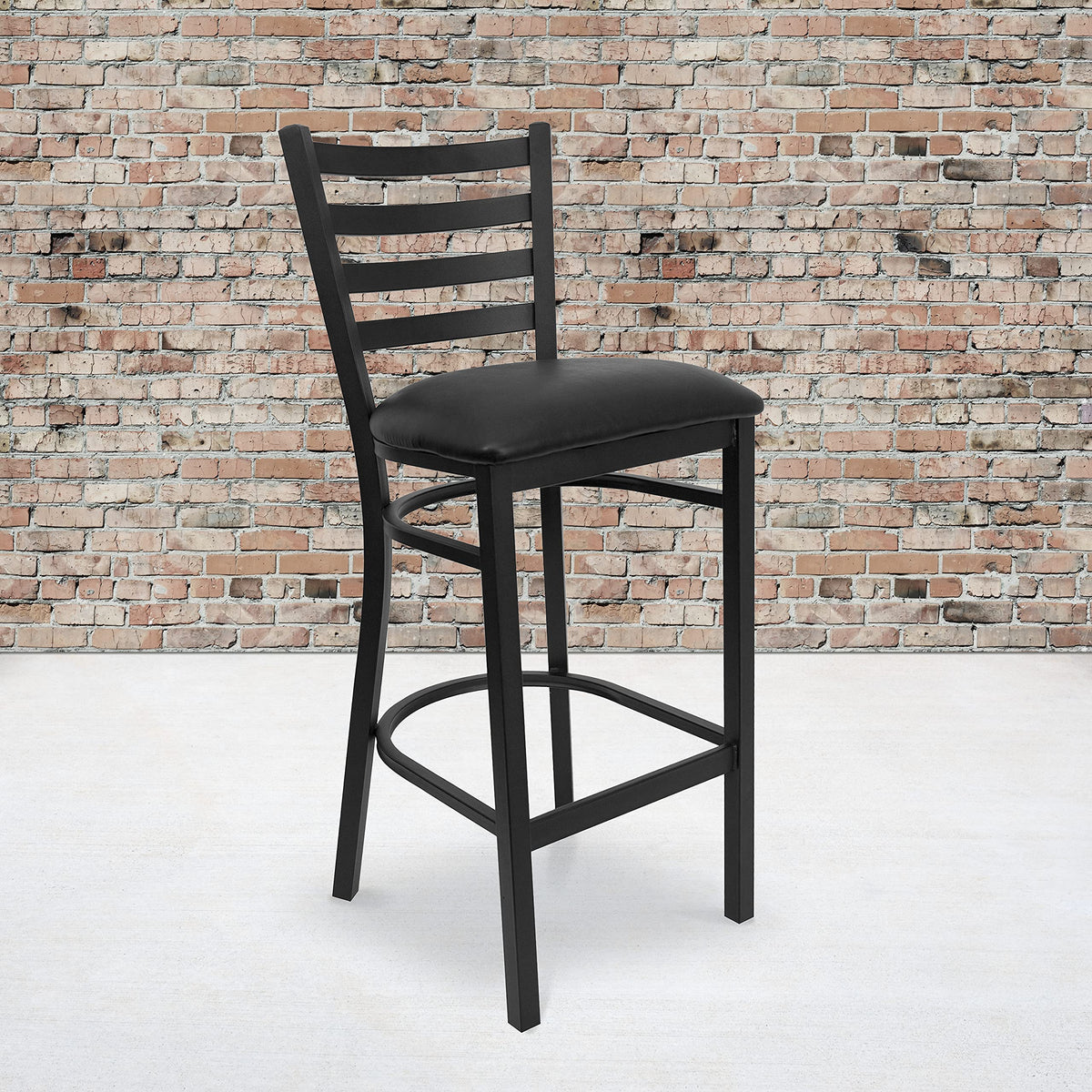 Flash Furniture Black Vinyl Seat/Black Metal Frame / Set of 2 / Traditional Barstools