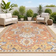 JONATHAN Y Medallion Reversible Washable Indoor Outdoor Area Rug 3X5 Terra/Blue/Cream, Bijan Traditional Vintage for Backyard, Patio, Porch, Easy-Cleaning, Pet-Friendly, Non-Shedding (SVH107A-3)