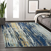 Abani Rugs Blue & Yellow Painted Pattern Area Rug w/Bold Design Rugs Modern 4' x 6' Accent Rug, Laguna Collection