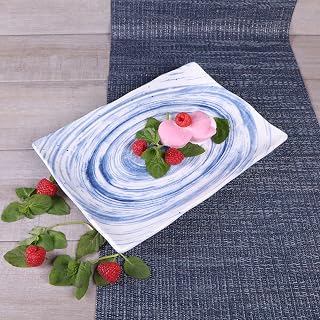 Elite Global Solutions D1281RC-ND Rectangular Plate, 12 1/8" x 8 1/2" x 1 3/8" h., Melamine, Navy Design (Pack of 6)