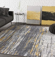 Abani Rugs Grey & Yellow Painted Pattern Area Rug Bold Rugged Contemporary Modern Style Accent, Laguna Collection | Turkish Made Superior Comfort & Construction | Stain Shed Resistant (6' x 9')