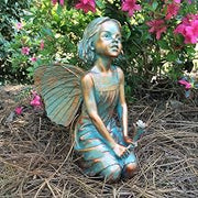 Homestyles Rebecca Fairy #96012 Large 13" h Sitting Garden Statue Bronze Patina