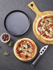 with Iron Pizza Pan by PADERNO – 32, 32 cups, Alloy Steel, Black, Model 11740-32