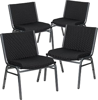 Flash Furniture Hercules Big & Tall Fabric Stack Chair, Black, 4-Pack | Fabric Upholstery, Durable Construction, Commercial Use, 1000 LBS. Weight Capacity