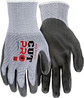 MCR Safety 92715PUS Cutpro 15 Gauge HyperMax Work Glove, Cut Protection Glove, Polyurethane Coated Palm & Fingertips, Touchscreen Friendly, Small