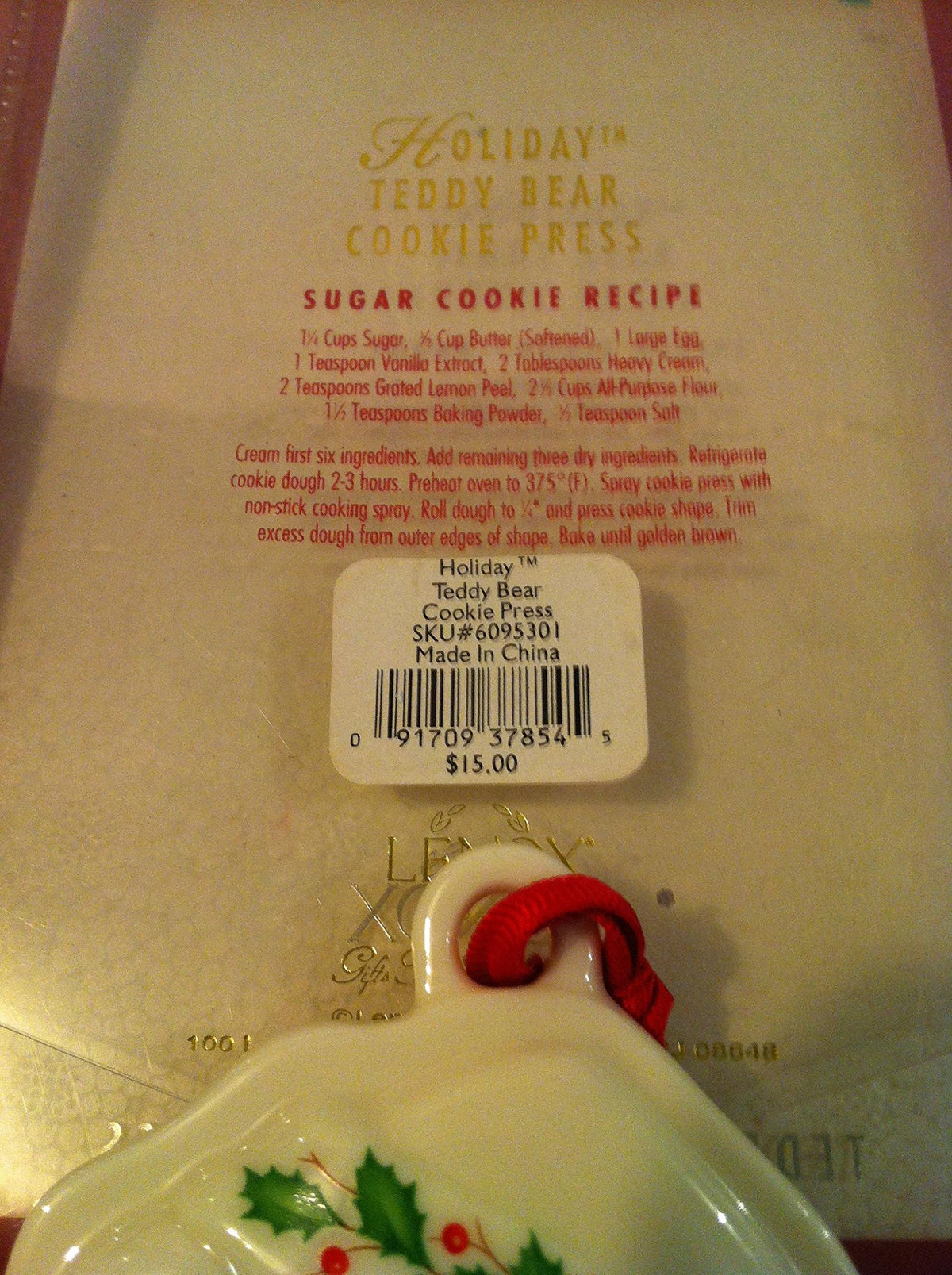 Holiday Teddy Bear Cookie Press by Lenox – Other, White