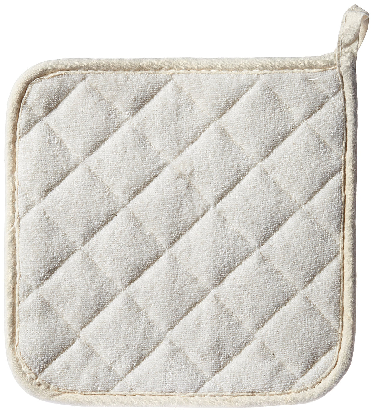 8" x 8" White/Gray Cotton Pot Holder (Set of 12) by Winco – Medium, Cotton, Ivory, Gray, Model PH-8B