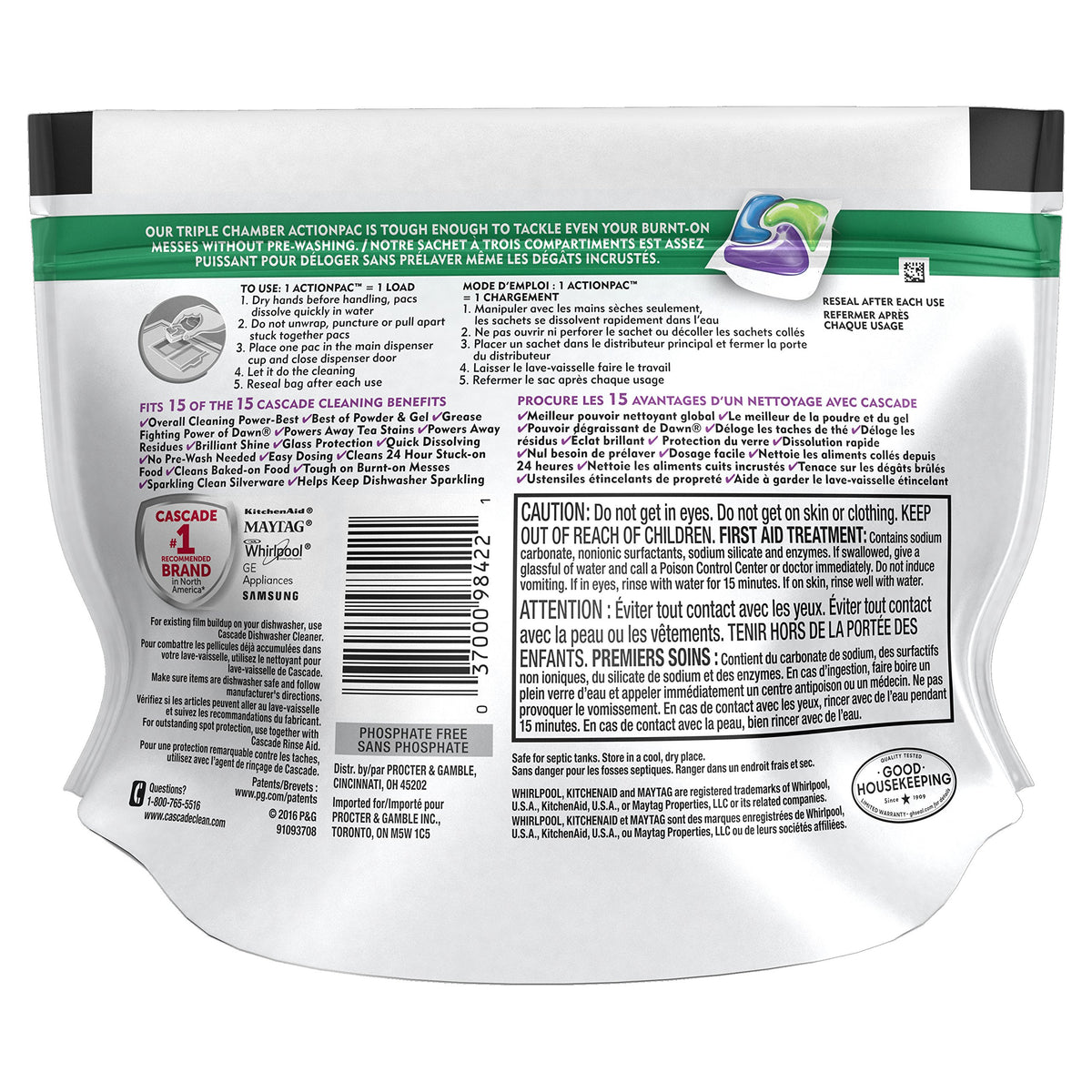 Platinum ActionPacs Dishwasher Detergent by Cascade – 4 Count (Pack of 1), Fresh Scent, Model 10037000984228