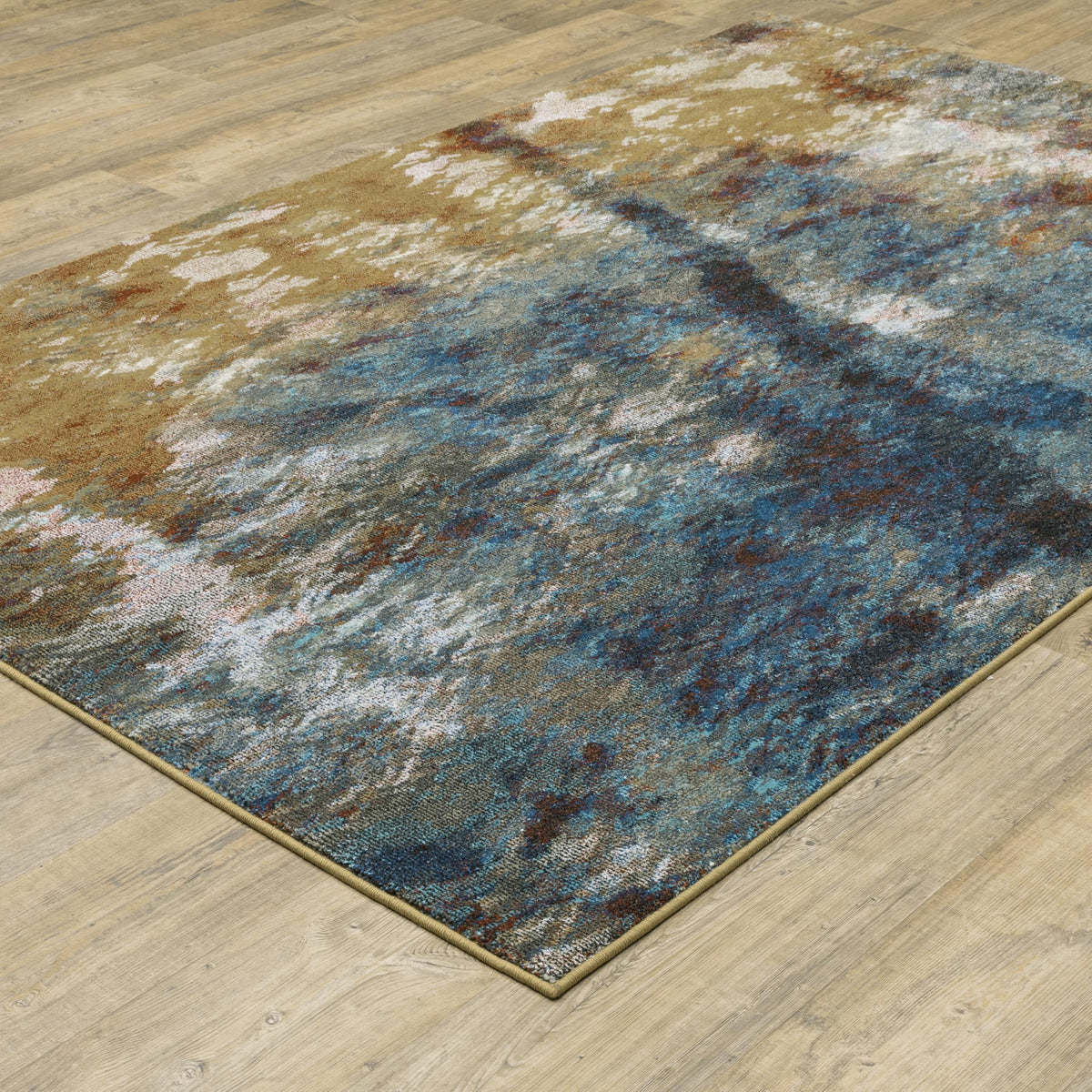 Venice / 8123X by Oriental Weavers – 6'7" x 9'2" (Rectangular), Polypropylene, Blue/ Gold, Model V8123X200280ST