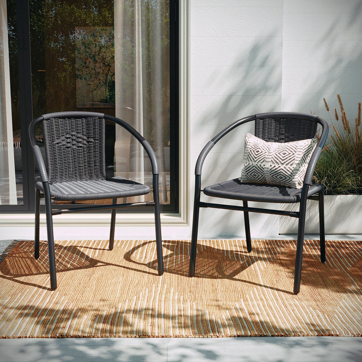Flash Furniture Grey / Set of 4 / Contemporary Patio Dining Chairs