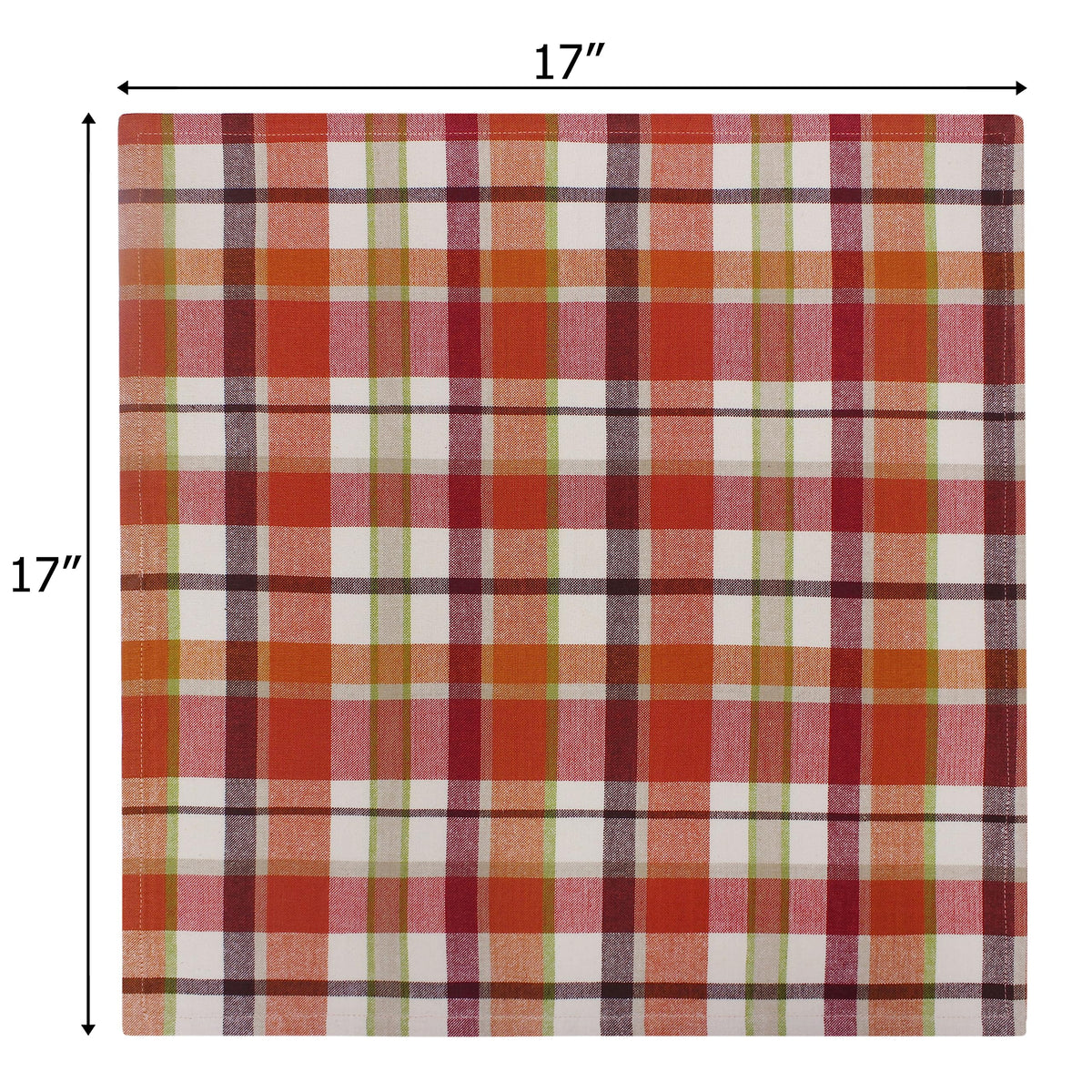 Cotton Craft Harvest Plaid Cloth Napkins, 17 x 17 Inches, Set of 12