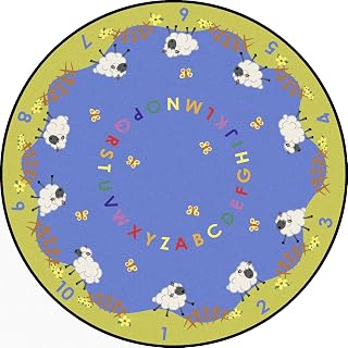 Joy Carpets Kid Essentials Infants & Toddlers Lamby Pie Rug, Multicolored, 13'2" Round