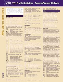 CPT 2013 Express Reference Coding Card General/Internal Medicine