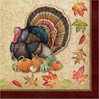 Creative Converting Harvest Turkey Napkins, 6.5", Multi-color