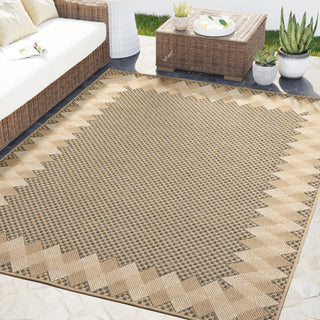 Patio Indoor Outdoor Grey Beige Rug - 2 x 3 Checkered Area Rug for Living Room by Abani – 2x3, Polypropylene, Grey