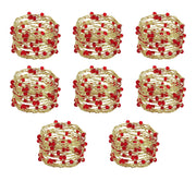 Cotton Craft Beaded Napkin Rings, 8 Pack, Red Gold