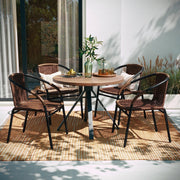 Flash Furniture Dark Brown / Set of 4 / Contemporary Patio Dining Chairs