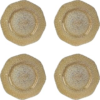 10 Strawberry Street Citrine Glass Charger, Set of 4