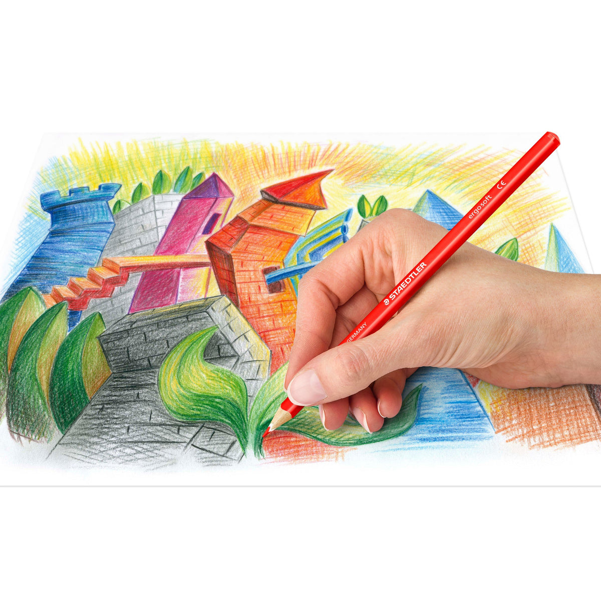 Ergosoft Colored Pencils by STAEDTLER – 24 Count (Pack of 1), Wood, Assorted, Model 157SB24CB